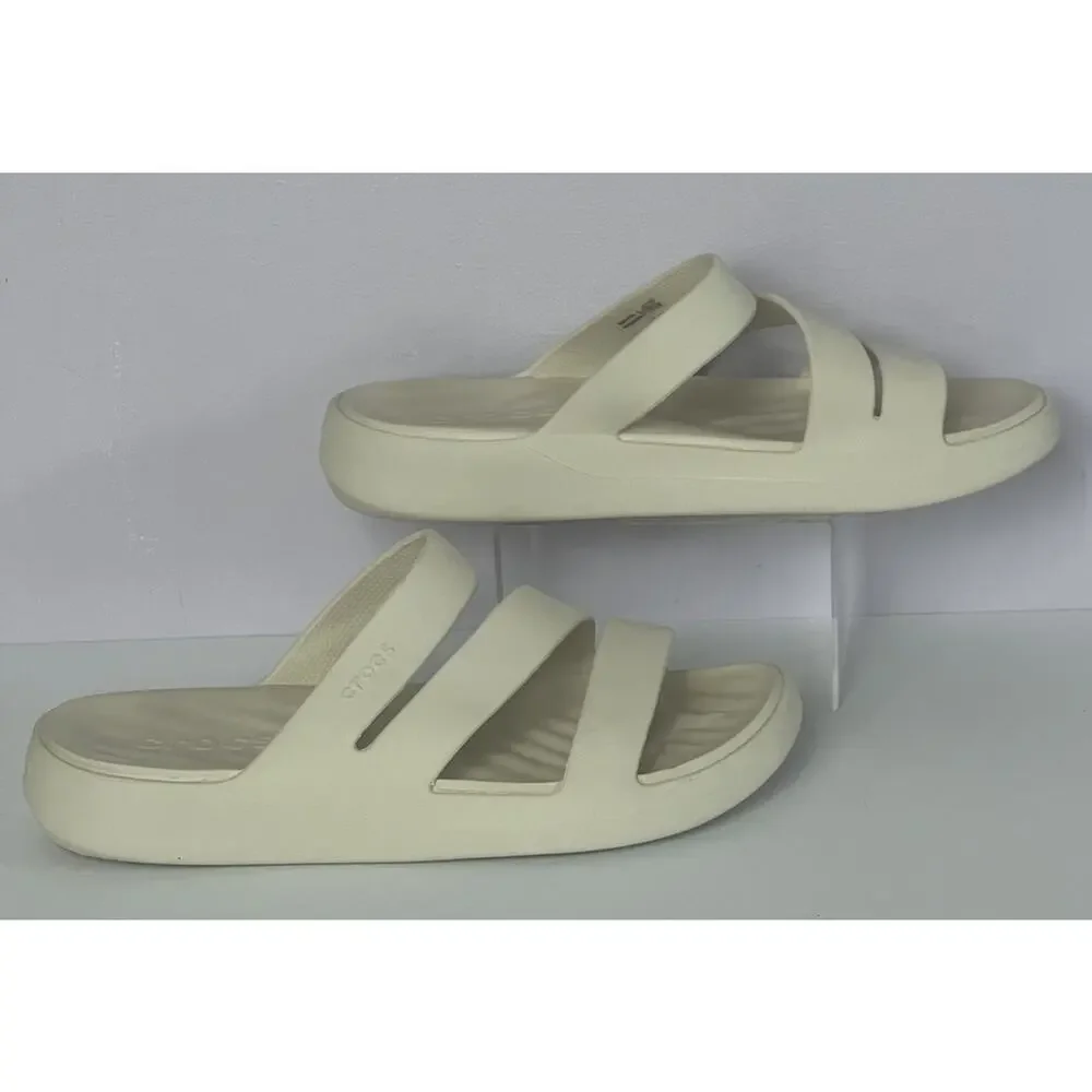 Crocs Getaway Strappy Slide Sandals Womens Size 9 Stucco Comfort Casual